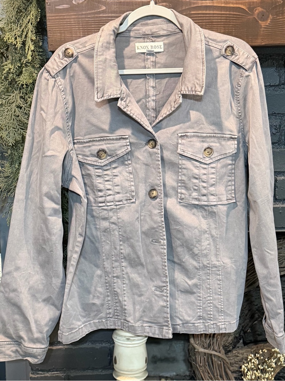 Knox Rose Women’s Gray Utility Military Jacket – Size XL